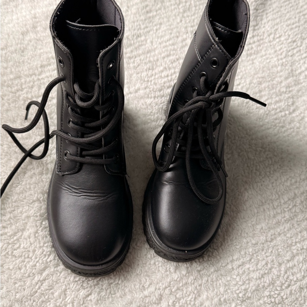 Women's Black Lace-Up Combat Boots